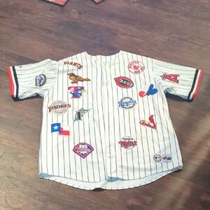Majestic White Pinstripe Baseball Jersey